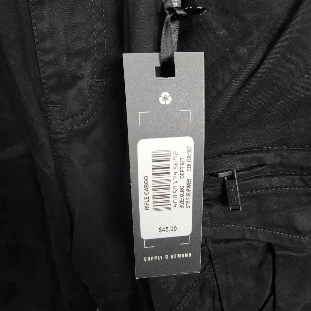 Supply & Demand Rifle Cargo Pants Youth XL Black Stretch Pockets‎ Streetwear New